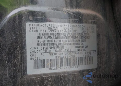 2017 Nissan Sentra Sv from USA, damaged, VIN 3N1AB7AP7HY384527